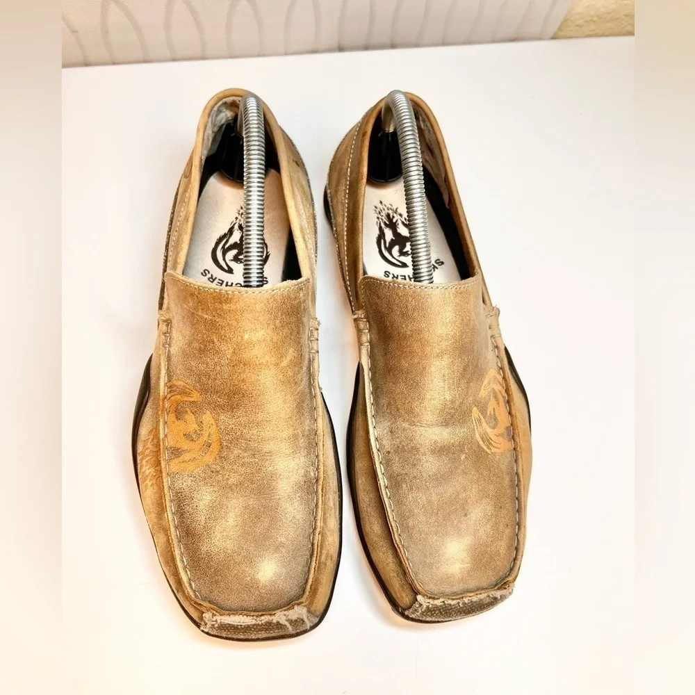 Skechers Men’s Socks Suck Dragon Brown Driving Loafers Size 8.5